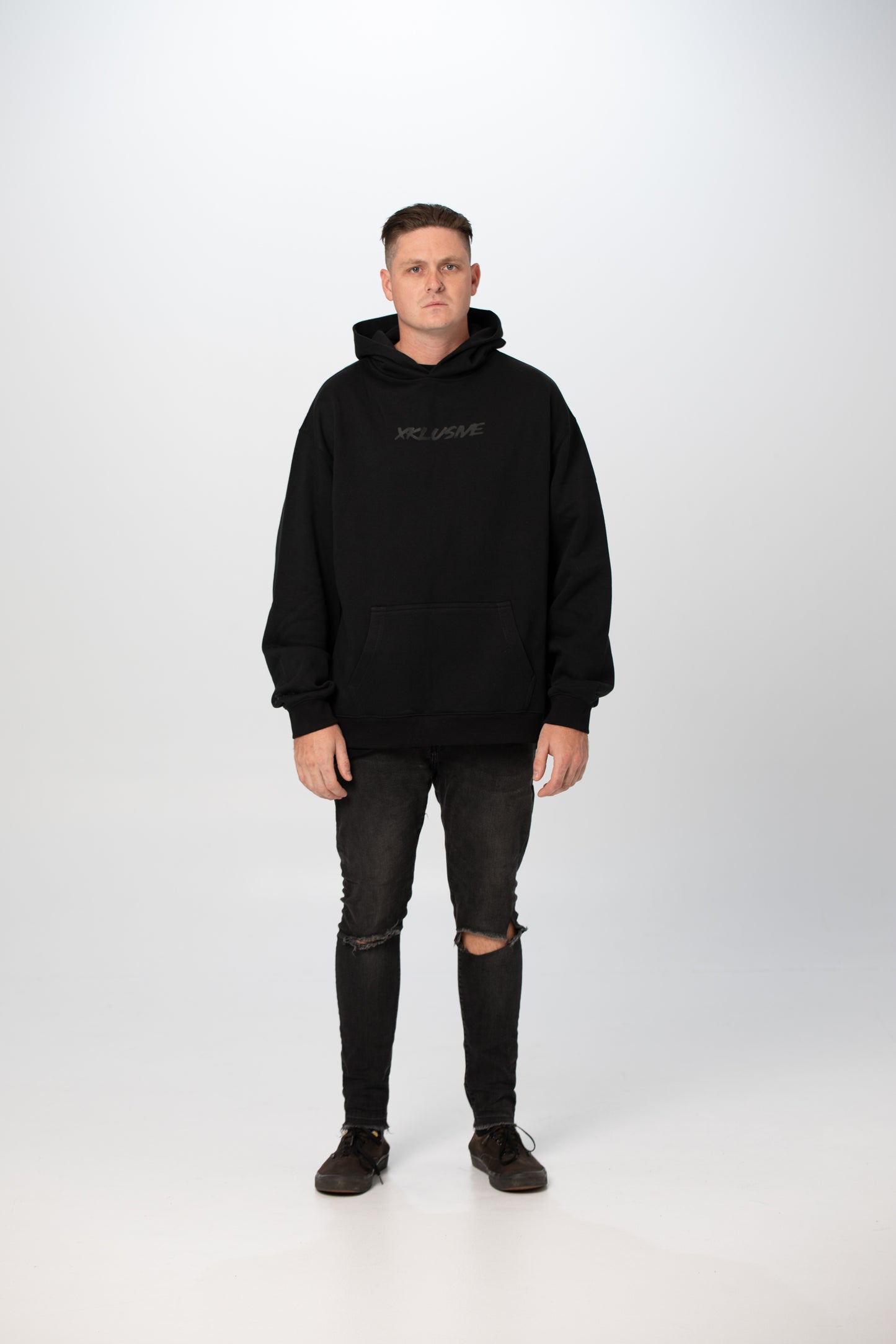 X Split Black Hoodie